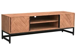 Best Sale Miliboo Mueble TV en acacia y metal negro STICK
