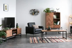Best Sale Miliboo Mueble TV en acacia y metal negro STICK