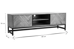 Best Sale Miliboo Mueble TV en acacia y metal negro STICK