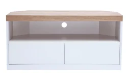 Best Sale Miliboo Mueble TV esquinero de contrachapado de madera de fresno y blanco MAX