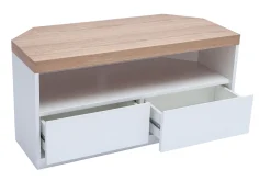 Best Sale Miliboo Mueble TV esquinero de contrachapado de madera de fresno y blanco MAX