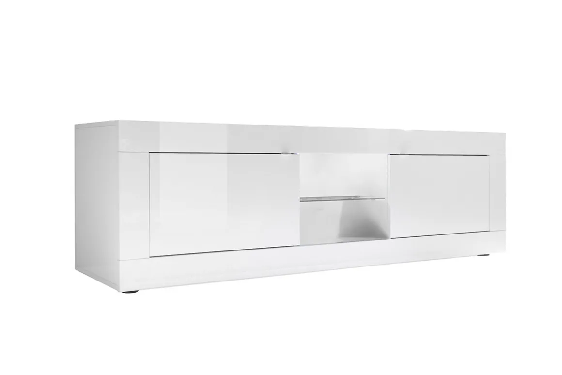 Clearance Miliboo Mueble TV moderno lacado blanco 180cm LATTE