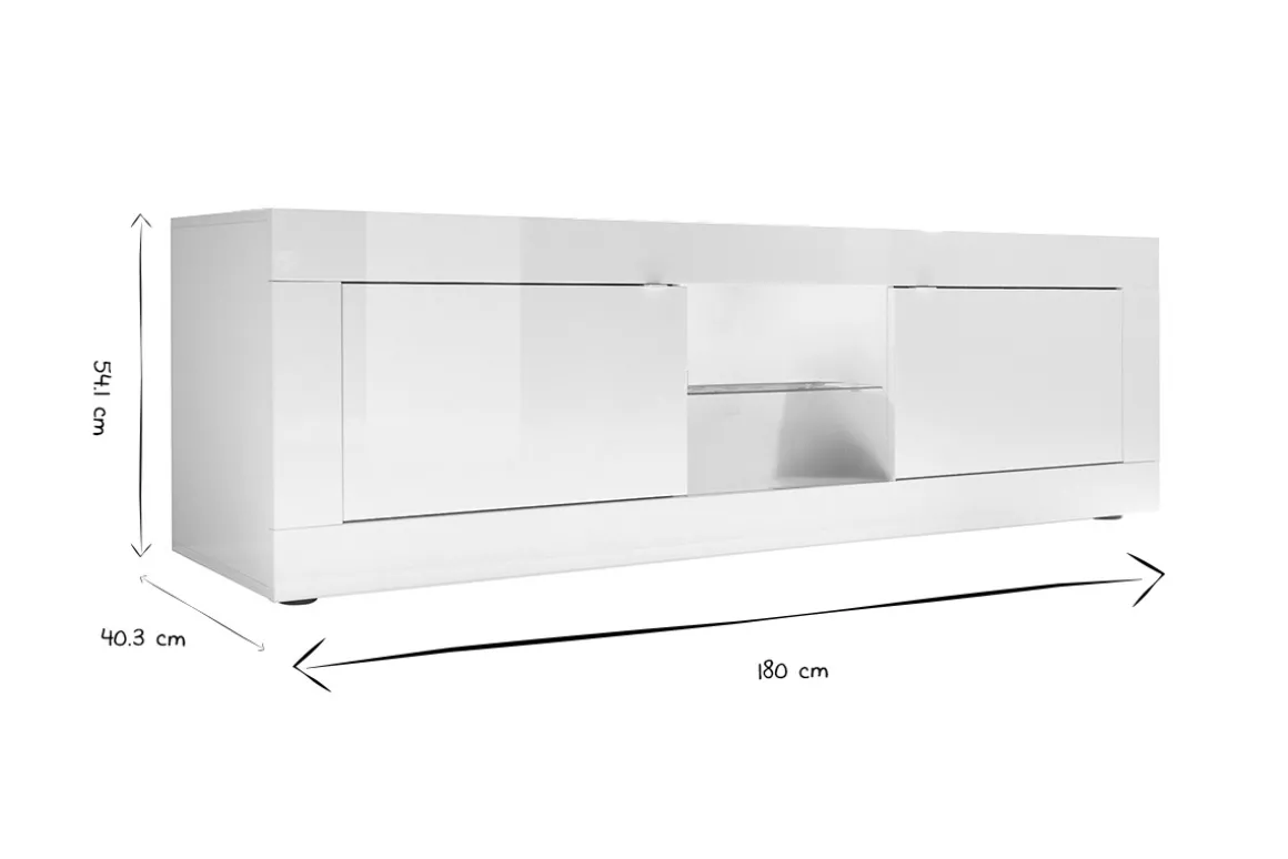 Clearance Miliboo Mueble TV moderno lacado blanco 180cm LATTE