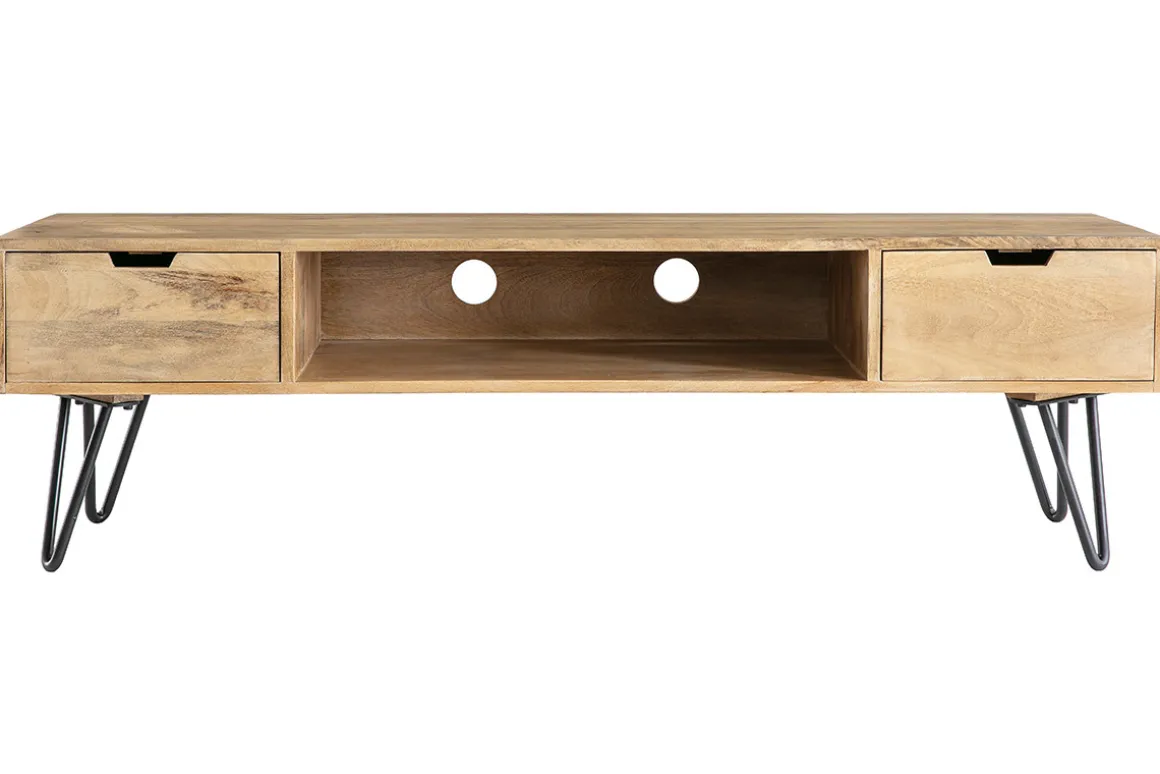 Sale Miliboo Mueble TV moderno mango patas horquilla metal VIBES