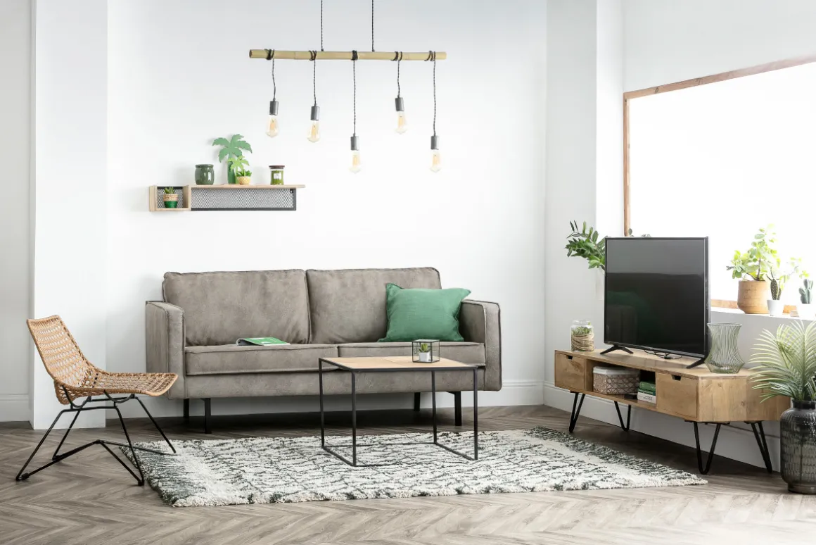 Sale Miliboo Mueble TV moderno mango patas horquilla metal VIBES