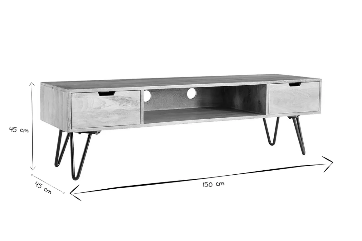 Sale Miliboo Mueble TV moderno mango patas horquilla metal VIBES