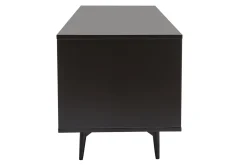 Best Miliboo Mueble TV negro mate y contrachapado de nogal con 2 puertas y 1 cajón 160 cm MERMOZ