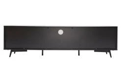 Best Miliboo Mueble TV negro mate y contrachapado de nogal con 2 puertas y 1 cajón 160 cm MERMOZ