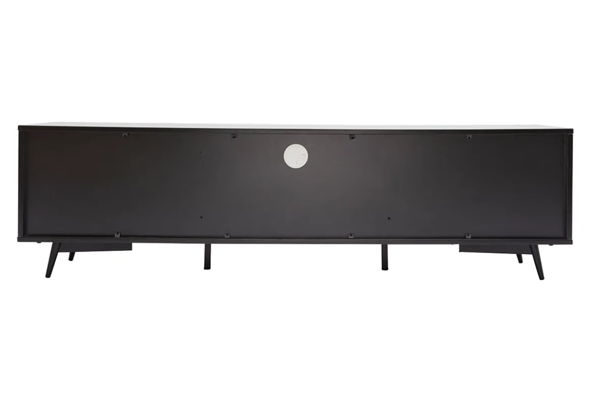 Best Miliboo Mueble TV negro mate y contrachapado de nogal con 2 puertas y 1 cajón 160 cm MERMOZ