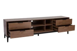Shop Miliboo Mueble TV vintage con acabado de madera de nogal oscuro y metal negro con almacenaje 180 cm SARTO