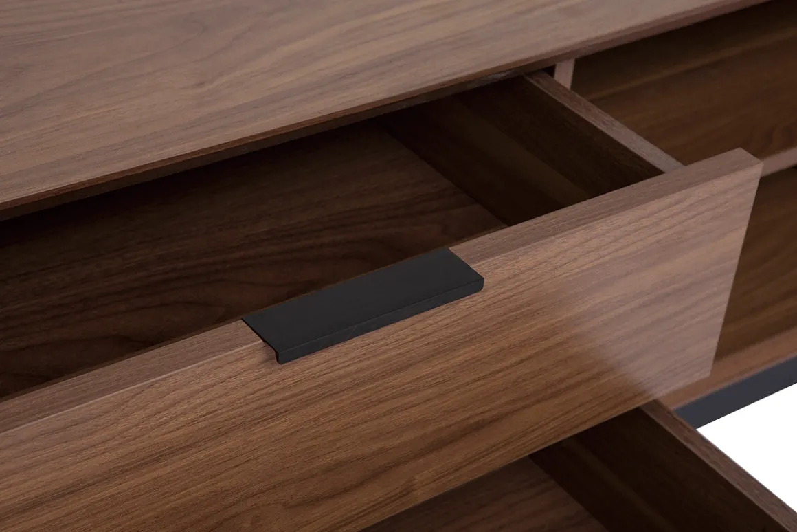 Shop Miliboo Mueble TV vintage con acabado de madera de nogal oscuro y metal negro con almacenaje 180 cm SARTO