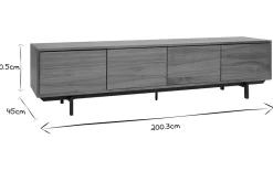 Fashion Miliboo Mueble TV vintage de nogal y metal 200 cm MANNY