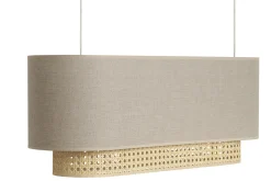 Fashion Miliboo Pantalla para lámpara de techo doble de lino natural y ratán natural 62 cm TIWY
