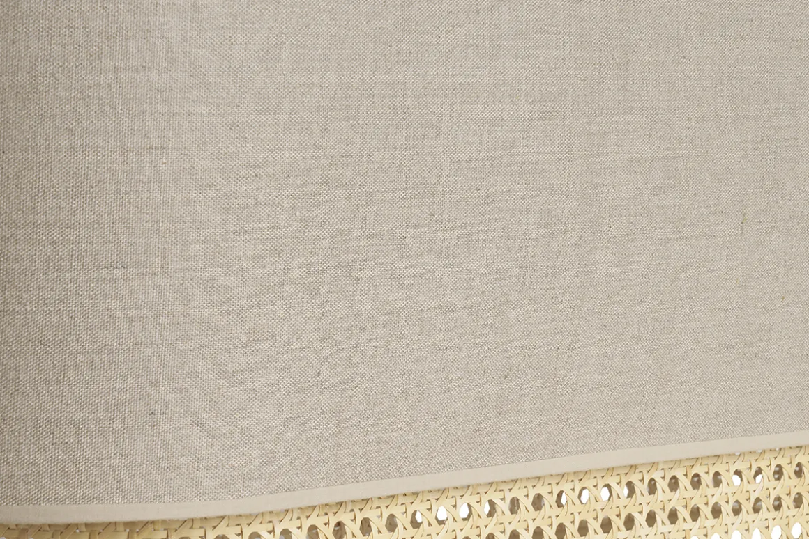 Fashion Miliboo Pantalla para lámpara de techo doble de lino natural y ratán natural 62 cm TIWY