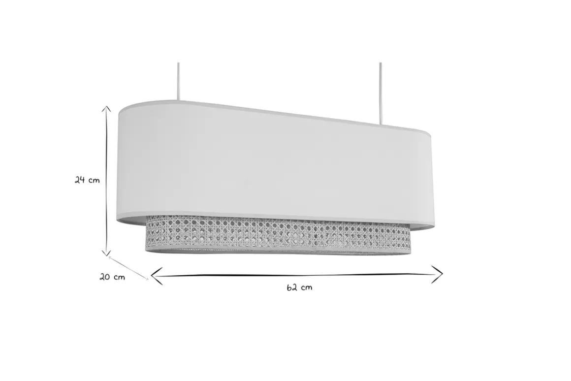 Fashion Miliboo Pantalla para lámpara de techo doble de lino natural y ratán natural 62 cm TIWY