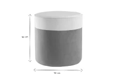 Online Miliboo Puf de diseño bicolor de terciopelo blanco crema y topo 40 cm diám. DAISY