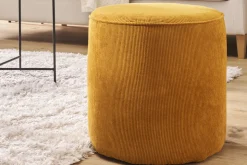 Online Miliboo Puf redondo de pana amarilla 40 cm diám. LOUIS