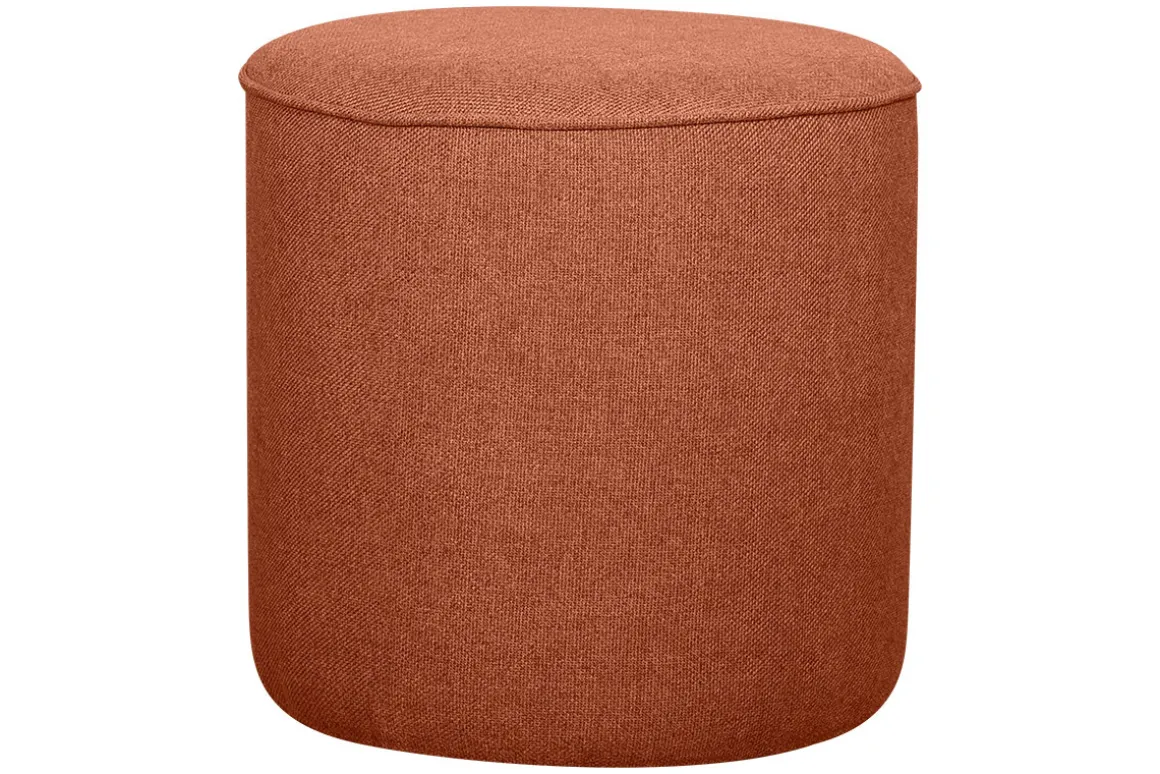 Sale Miliboo Puf redondo de tela color ladrillo 40 cm diám. COQ