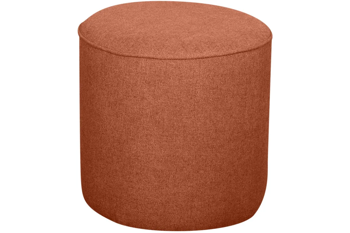 Sale Miliboo Puf redondo de tela color ladrillo 40 cm diám. COQ