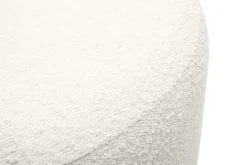 New Miliboo Puf redondo de tela con efecto de lana rizada blanco roto y metal dorado D54 cm AMAYA
