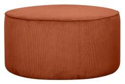 Fashion Miliboo Puf redondo de terciopelo acanalado color tierra quemada 70 cm diám. LOUIS