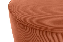 Fashion Miliboo Puf redondo de terciopelo acanalado color tierra quemada 70 cm diám. LOUIS