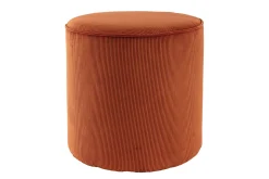 Fashion Miliboo Puf redondo de terciopelo acanalado color tierra quemada 40 cm diám. LOUIS