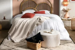 Cheap Miliboo Puf redondo de terciopelo acanalado amarillo 70 cm diám. LOUIS