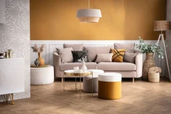 Best Sale Miliboo Puf redondo de terciopelo acanalado color crudo 70 cm diám. LOUIS