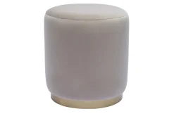 Hot Miliboo Puf redondo de terciopelo topo y metal dorado D40 cm AMAYA