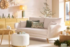 Fashion Miliboo Puf redondo de terciopelo taupe y metal dorado D54 cm AMAYA