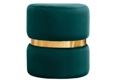 Online Miliboo Puf redondo de terciopelo azul petróleo y metal dorado D40 cm JOY