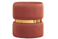 Fashion Miliboo Puf redondo de terciopelo azul tomette y metal dorado D40 cm JOY