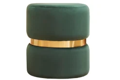 Best Miliboo Puf redondo de terciopelo verde oscuro y metal dorado D40 cm JOY