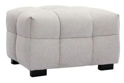 Clearance Miliboo Puf reposapiés de diseño con tejido efecto aterciopelado texturizado beige CORTO
