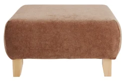 Sale Miliboo Puf reposapiés de tela efecto aterciopelado texturizado terracota y madera clara maciza 75 cm ODEON