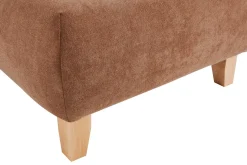 Sale Miliboo Puf reposapiés de tela efecto aterciopelado texturizado terracota y madera clara maciza 75 cm ODEON
