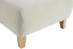 Outlet Miliboo Puf reposapiés de tela efecto aterciopelado texturizado beige y madera clara maciza 75 cm ODEON