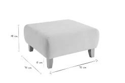 Outlet Miliboo Puf reposapiés de tela efecto aterciopelado texturizado beige y madera clara maciza 75 cm ODEON