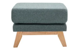 Sale Miliboo Puf reposapiés nórdico de tela desenfundable verde grisáceo y madera clara OSLO