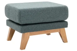 Sale Miliboo Puf reposapiés nórdico de tela desenfundable verde grisáceo y madera clara OSLO