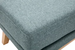 Sale Miliboo Puf reposapiés nórdico de tela desenfundable verde grisáceo y madera clara OSLO