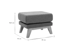 Sale Miliboo Puf reposapiés nórdico de tela desenfundable verde grisáceo y madera clara OSLO