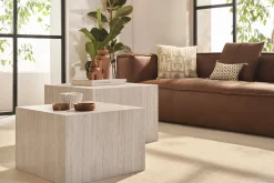 Discount Miliboo Set 2 mesas de centro de diseño efecto travertino CALLA