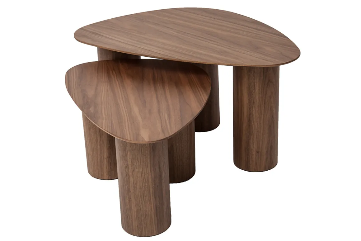 Discount Miliboo Set 2 mesas de centro nido de madera oscura FOLEEN