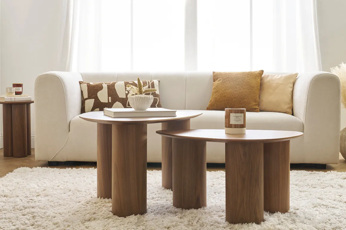 Discount Miliboo Set 2 mesas de centro nido de madera oscura FOLEEN