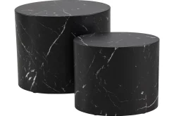 Best Sale Miliboo Set 2 mesas de centro ovaladas efecto mármol negro FAMOSA