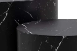 Best Sale Miliboo Set 2 mesas de centro ovaladas efecto mármol negro FAMOSA