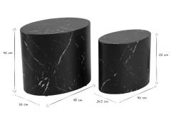 Best Sale Miliboo Set 2 mesas de centro ovaladas efecto mármol negro FAMOSA