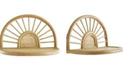 Hot Miliboo Set de 2 estanterías de pared de ratán natural y caña 40 cm BOW